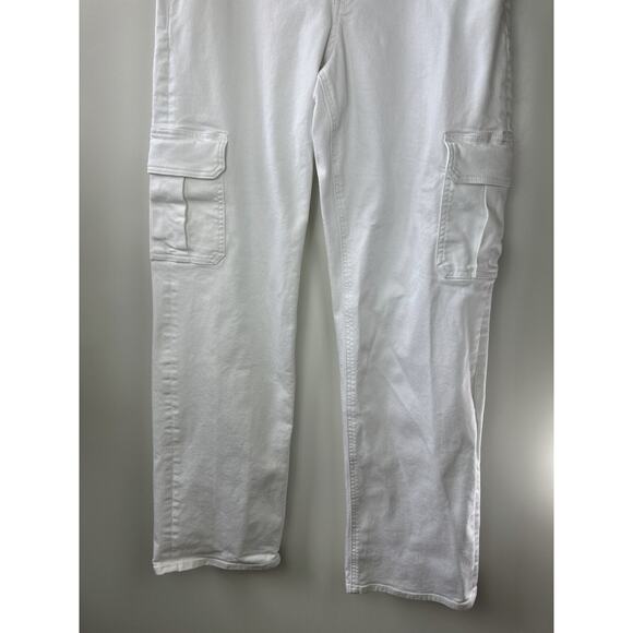 Express Relaxed Straight Low Rise Cargo Jeans White Denim Button Fly 12L 12 Long - Picture 4 of 11